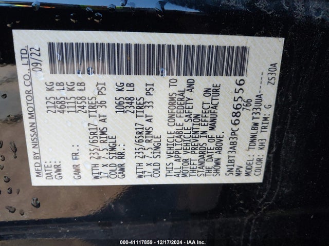 Nissan Rogue 2023 5N1BT3AB3PC686556 Image 9
