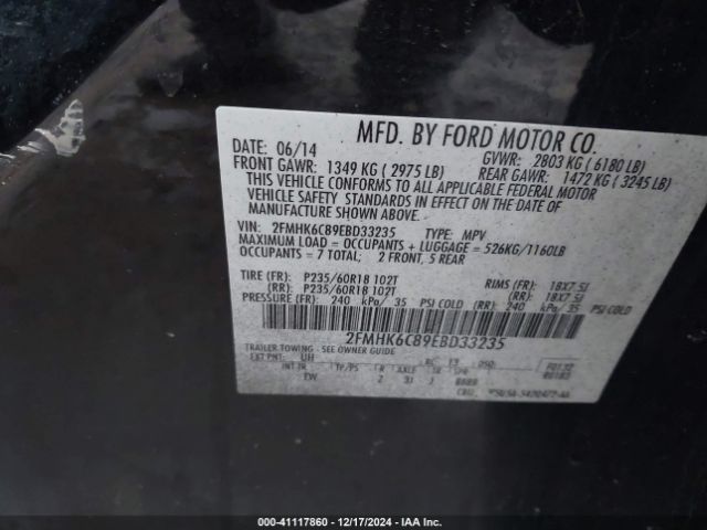 2FMHK6C89EBD33235 Ford FLEX SEL