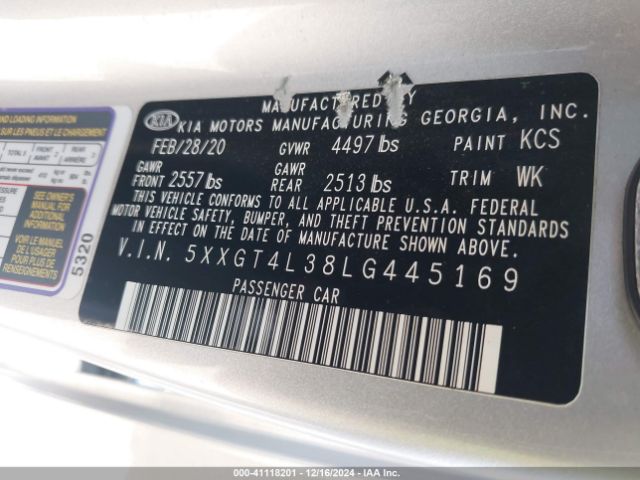 5XXGT4L38LG445169 KIA Optima Se