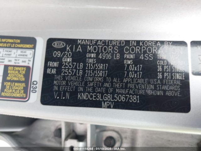 KNDCE3LG8L5067381 KIA Niro Ev Ex Premium