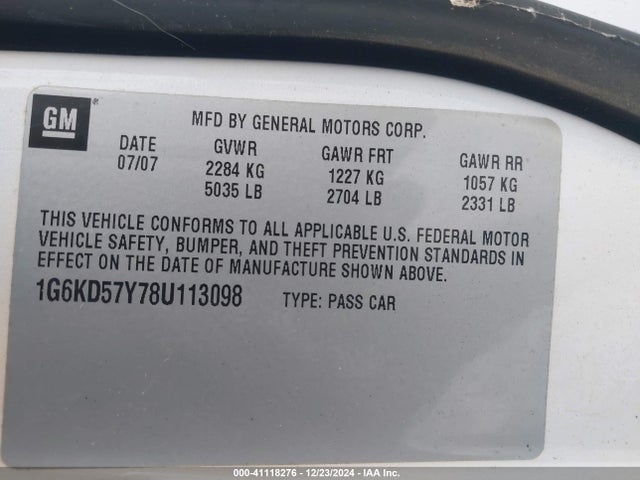 2008 CADILLAC DTS 1G6KD57Y78U113098 Photo 8