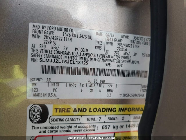2018 LINCOLN NAVIGATOR 5LMJJ2LT5JEL13125 Photo 8