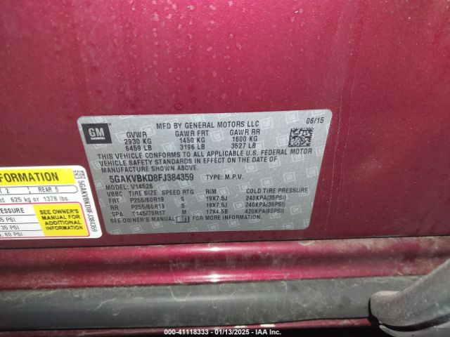 5GAKVBKD8FJ384359 Buick Enclave Leather