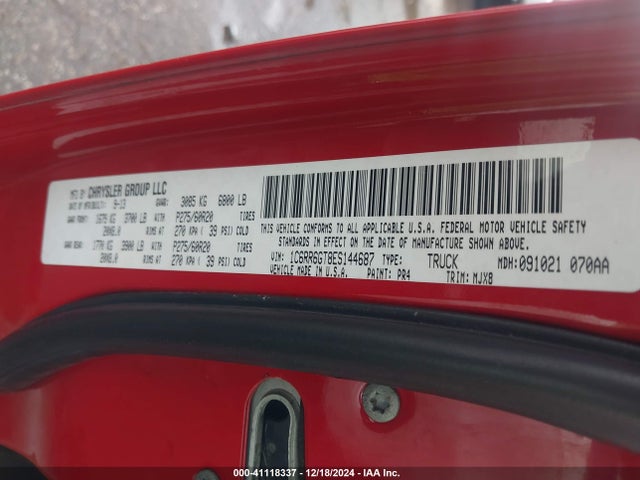 RAM 1500 Lone Star 2014 1C6RR6GT8ES144687 Image 9