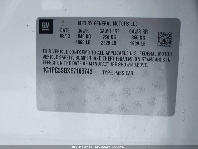 Chevrolet Cruze 1lt Auto 2014 1G1PC5SBXE7166745 Image 9
