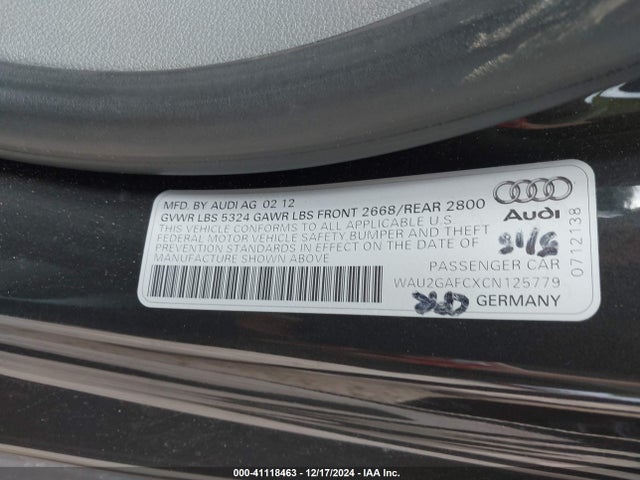 2012 AUDI A7 WAU2GAFCXCN125779 Photo 8