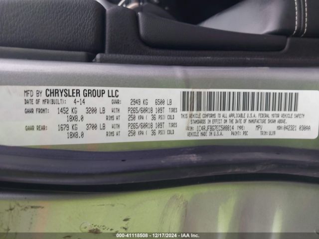 1C4RJFBG7EC508814 Jeep Grand Cherokee Limited