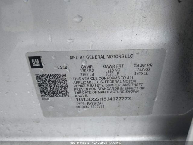 1G1JD5SH5J4127273 Chevrolet Sonic Lt Auto