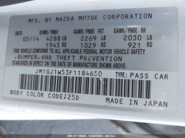 JM1GJ1W53F1184650 Mazda Mazda6 I Grand Touring