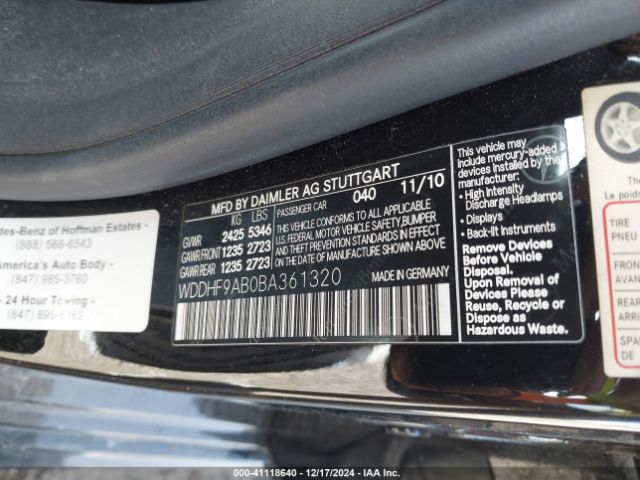 2011 MERCEDES-BENZ E 550 WDDHF9AB0BA361320 Photo 8