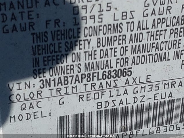 Nissan SENTRA SV 2015 3N1AB7AP8FL683065 Image 9