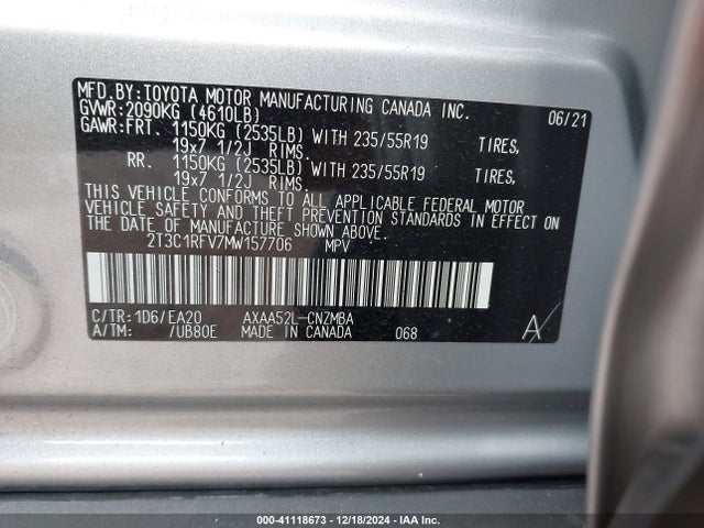 Toyota Rav4 Xle Premium 2021 2T3C1RFV7MW157706 Image 9
