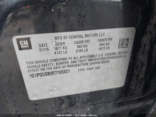 1G1PG5SB9F7165821 Chevrolet CRUZE LTZ