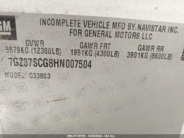 2017 GMC SAVANA CUTAWAY 7GZ37SCG8HN007504 Photo 8