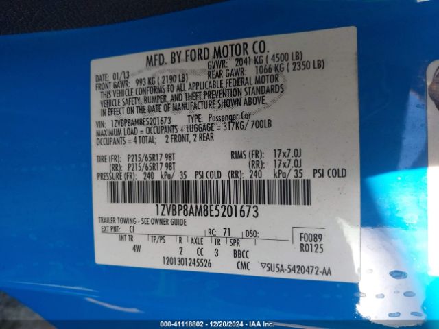 1ZVBP8AM8E5201673 Ford Mustang V6 Premium