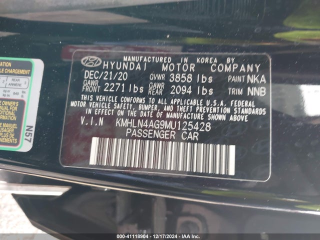 Hyundai ELANTRA SEL 2021 KMHLN4AG9MU125428 Image 9