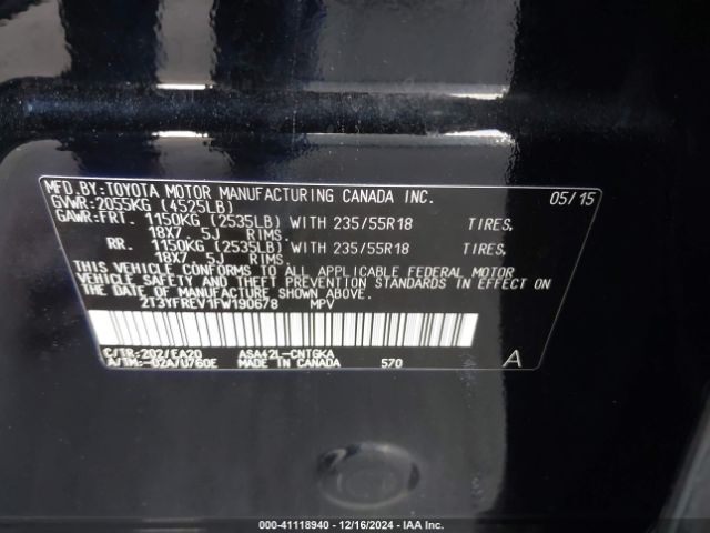 2T3YFREV1FW190678 Toyota Rav4 Limited