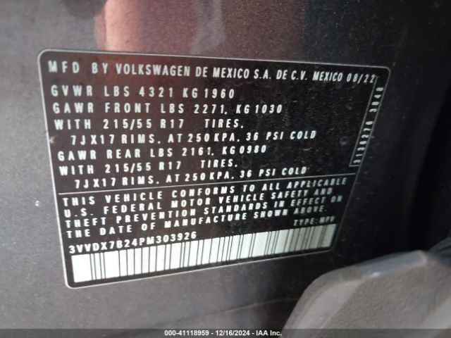 3VVDX7B24PM303926 Volkswagen Taos 1.5t S