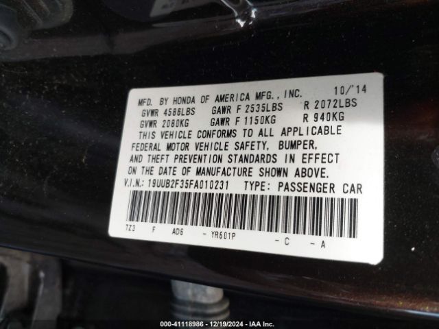 19UUB2F35FA010231 Acura Tlx V6