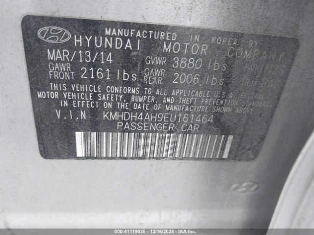 KMHDH4AH9EU161464 Hyundai Elantra Sport