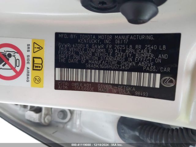 2017 LEXUS ES 350 58ABK1GG6HU073457 Photo 8
