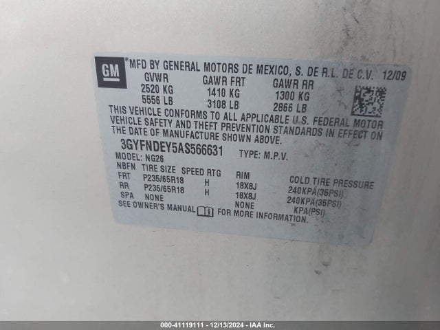 2010 CADILLAC SRX 3GYFNDEY5AS566631 Photo 8
