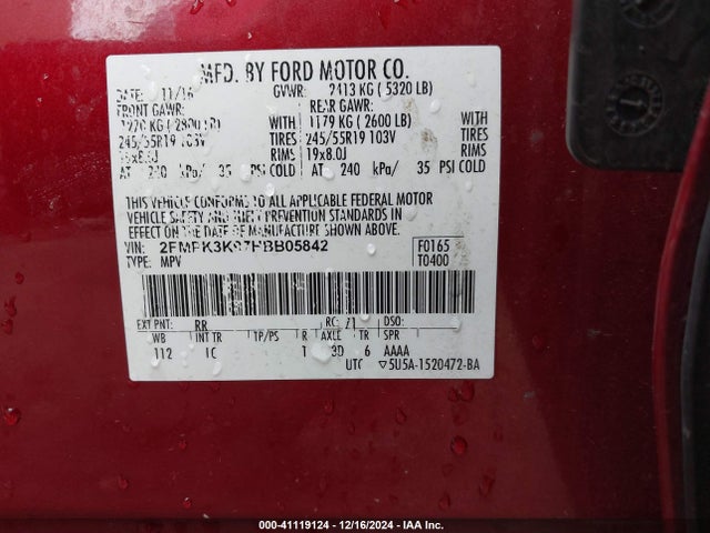 Ford Edge Titanium 2017 2FMPK3K97HBB05842 Image 9