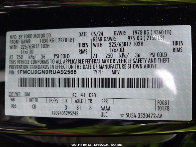 Ford Escape Active 2024 1FMCU0GN0RUA92568 Image 9