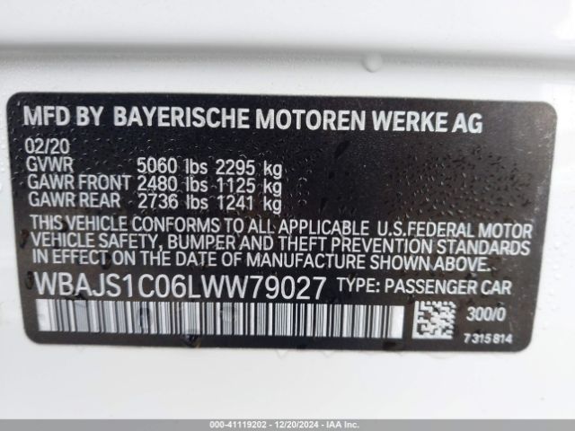 WBAJS1C06LWW79027 BMW 540I
