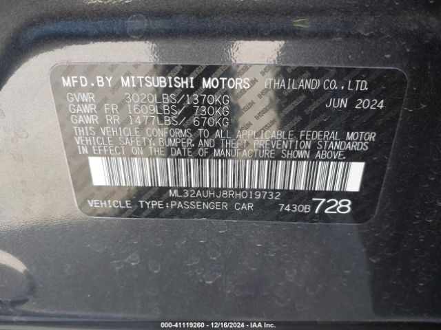 ML32AUHJ8RH019732 Mitsubishi Mirage Es/le