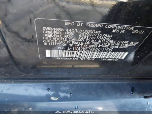 JF1VA2W65M9821998 Subaru Wrx Sti Limited