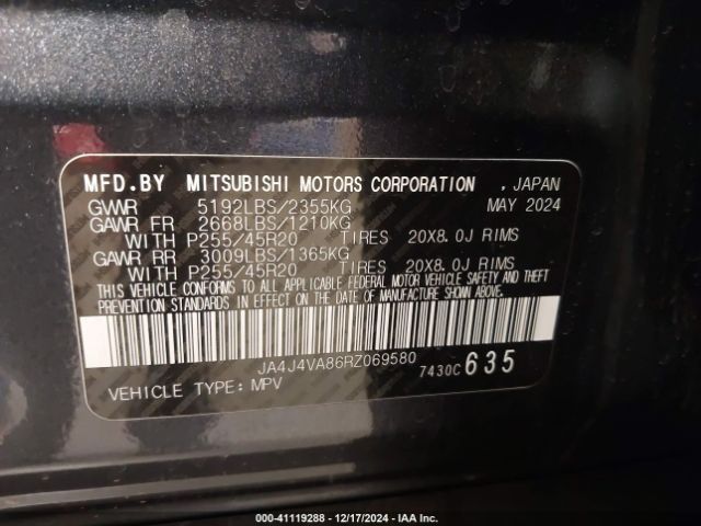 2024 MITSUBISHI OUTLANDER JA4J4VA86RZ069580 Photo 8