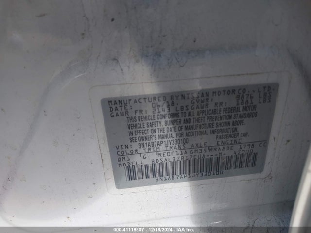 Nissan SENTRA S 2018 3N1AB7AP1JY330100 Image 9