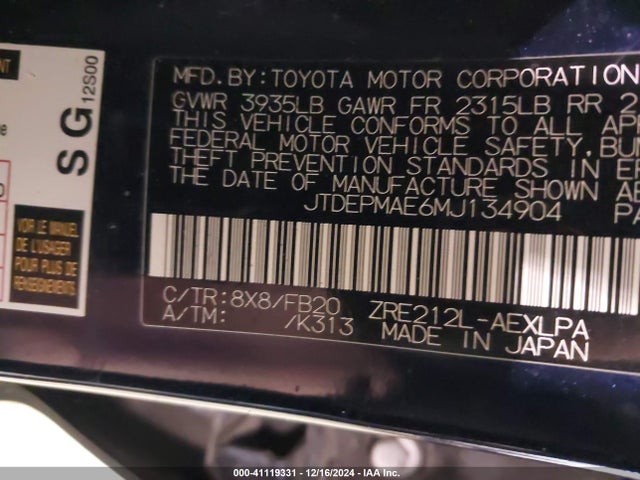 Toyota COROLLA LE 2021 JTDEPMAE6MJ134904 Image 9