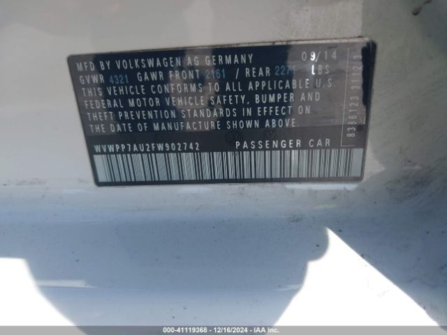 WVWPP7AU2FW902742 Volkswagen E-golf Sel Premium