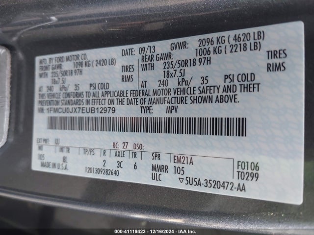 Ford Escape Titanium 2014 1FMCU0JX7EUB12979 Image 9