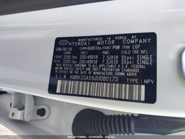 KM8K33A59JU080173 Hyundai Kona Limited
