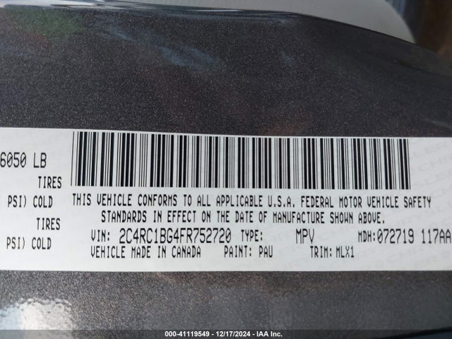 2C4RC1BG4FR752720 Chrysler Town & Country Touring
