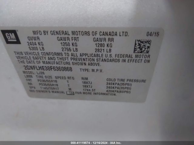 2GNFLHE38F6360868 Chevrolet Equinox Ltz