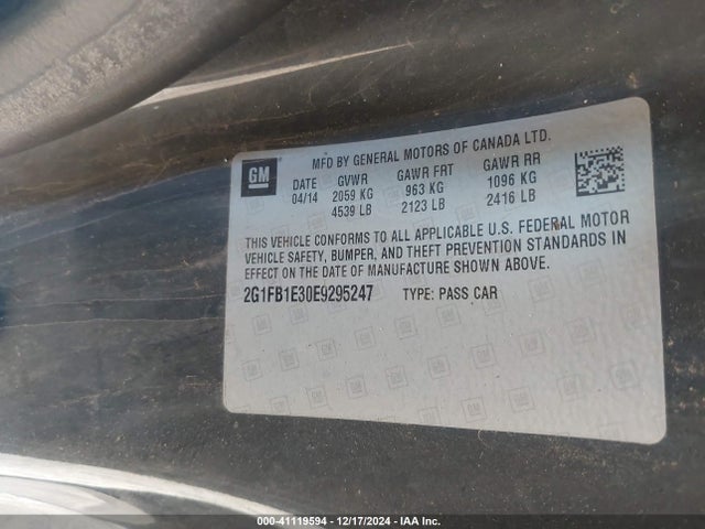 Chevrolet Camaro 1lt 2014 2G1FB1E30E9295247 Image 9