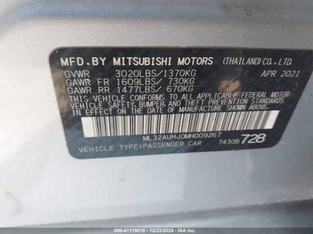 ML32AUHJ0MH009267 Mitsubishi Mirage Carbonite Edition/es/le