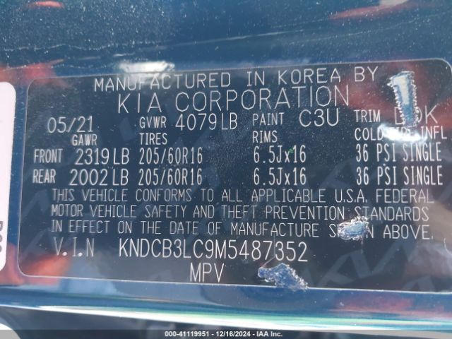 KNDCB3LC9M5487352 KIA NIRO LX