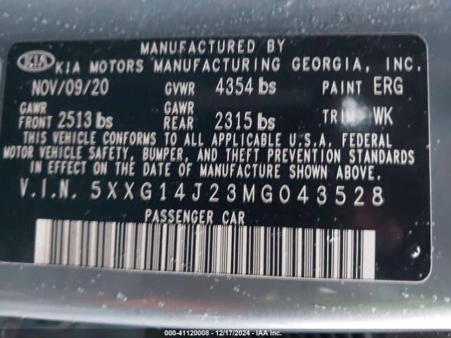 5XXG14J23MG043528 KIA K5 LXS