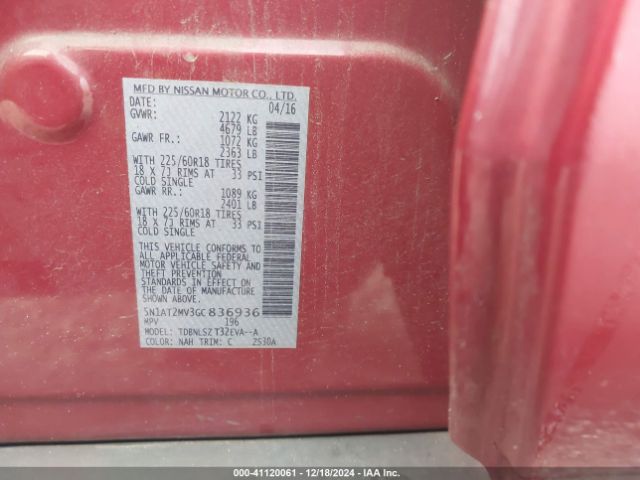 5N1AT2MV3GC836936 Nissan Rogue Sl
