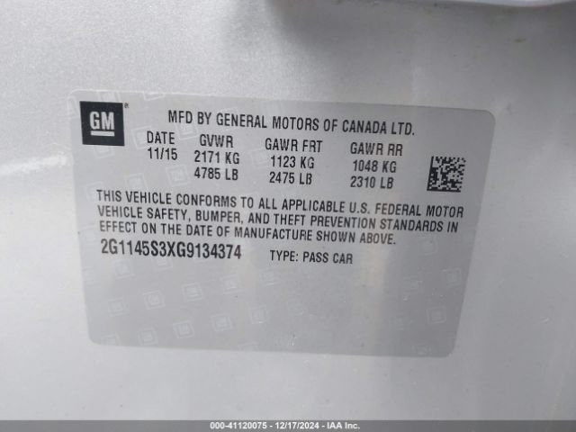 2G1145S3XG9134374 Chevrolet IMPALA 2LZ