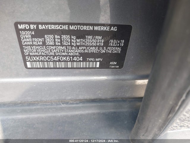 BMW X5 Xdrive35i 2015 5UXKR0C54F0K61404 Image 9