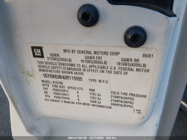 2002 CADILLAC ESCALADE 1GYEK63N42R113985 Photo 8