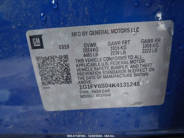 1G1FY6S04K4131245 Chevrolet BOLT EV LT