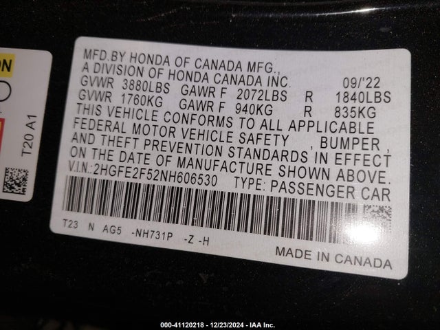 Honda Civic Sport 2022 2HGFE2F52NH606530 Image 9