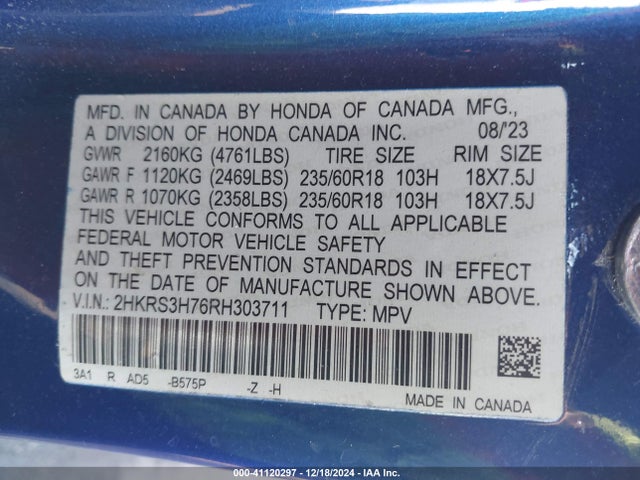 Honda Cr-v Ex-l 2wd 2024 2HKRS3H76RH303711 Image 9